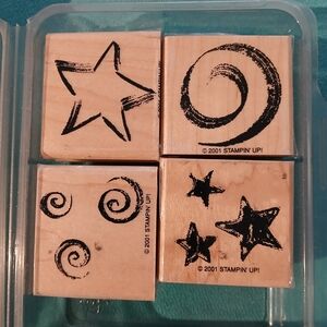Stampin' Up! Black Star and Swirl Wooden Stamp Set